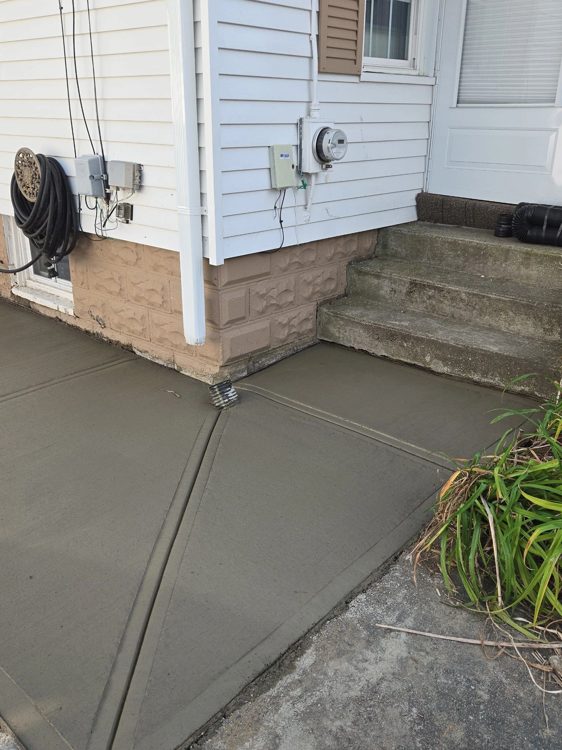 Concrete finish around the entry