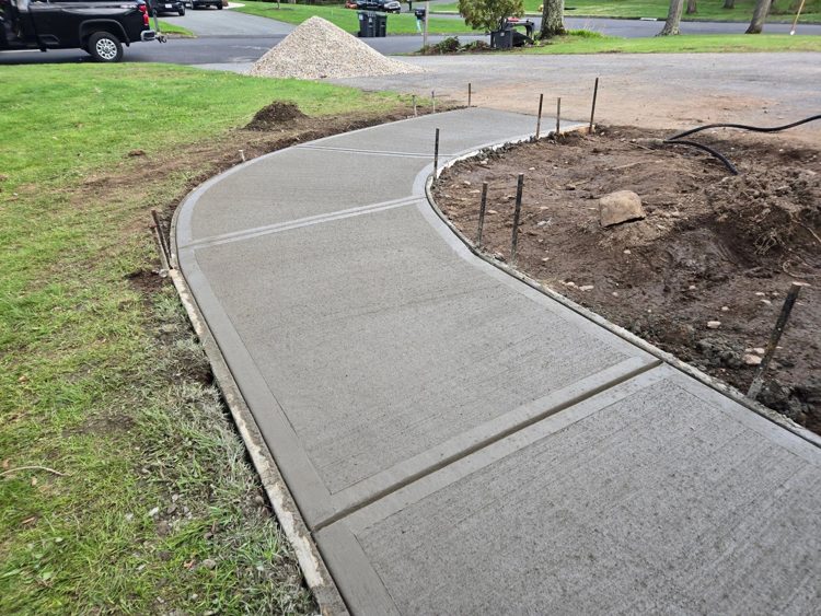 Curved concrete walkway