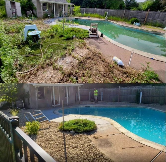 Clearing around the pool