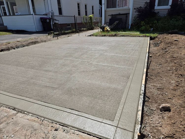 Hand-finished concrete surface